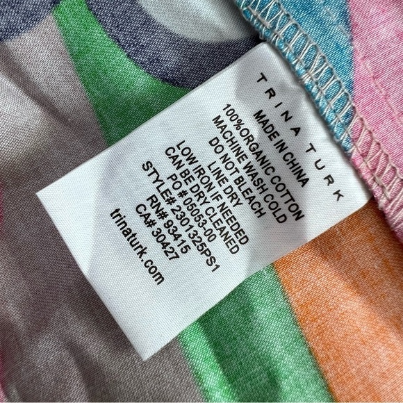 Trina Turk Midi Dress Womens XS Flower Power Retro Flowy Bell Sleeve B19 - Picture 9 of 9